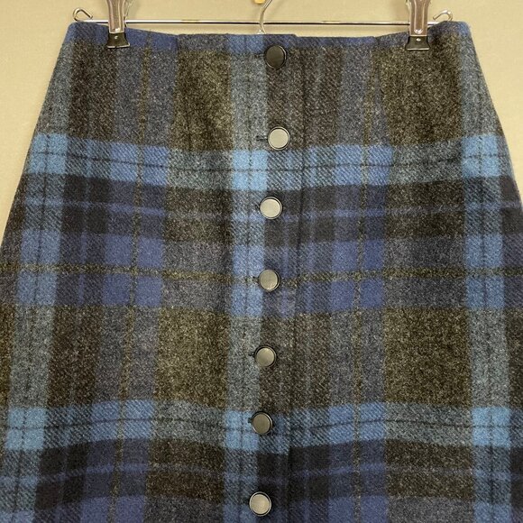 Vintage 70s Pendleton Skirt One of a Kind Handmade Plaid Blue Gray Mini Women - Picture 4 of 11